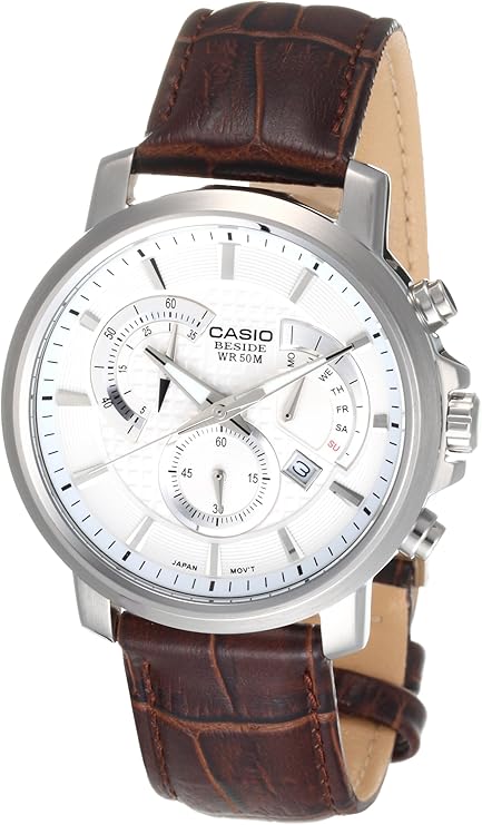 casio卡西欧beside系列真皮石英男表bem506l7a